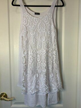 Froccella Italy White Lace Tiered Dress Boho Romantic Summer Dress Gr. 3